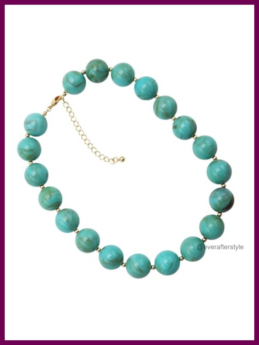 Chunky Resin Beaded Strand Necklace 18K Gold Dipped 18-21 Inch